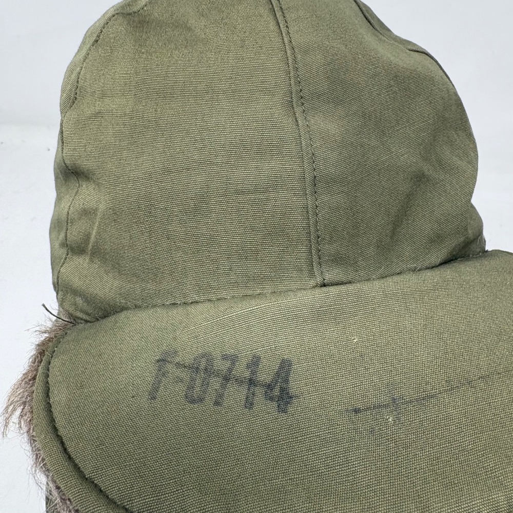 Vintage Military Trapper Hat Olive Green 6 1/2 - Picture 5 of 7